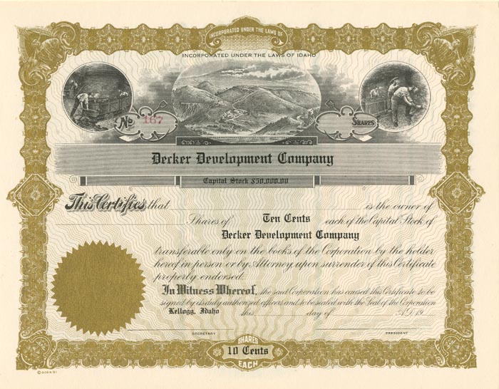 Decker Development Co. - Stock Certificate